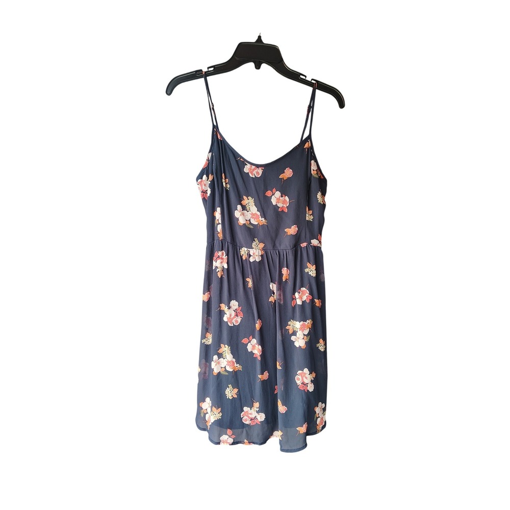Abercrombie & Fitch Womens Navy Blue Floral Spaghetti Strap Mini Dress
